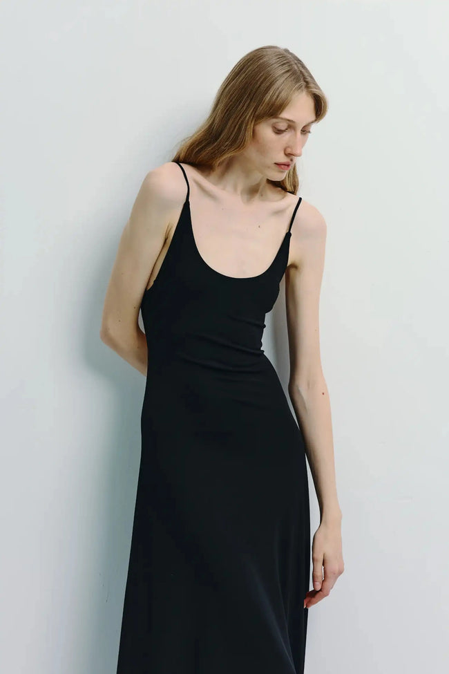 Vivienne Flared Cami Dress Black